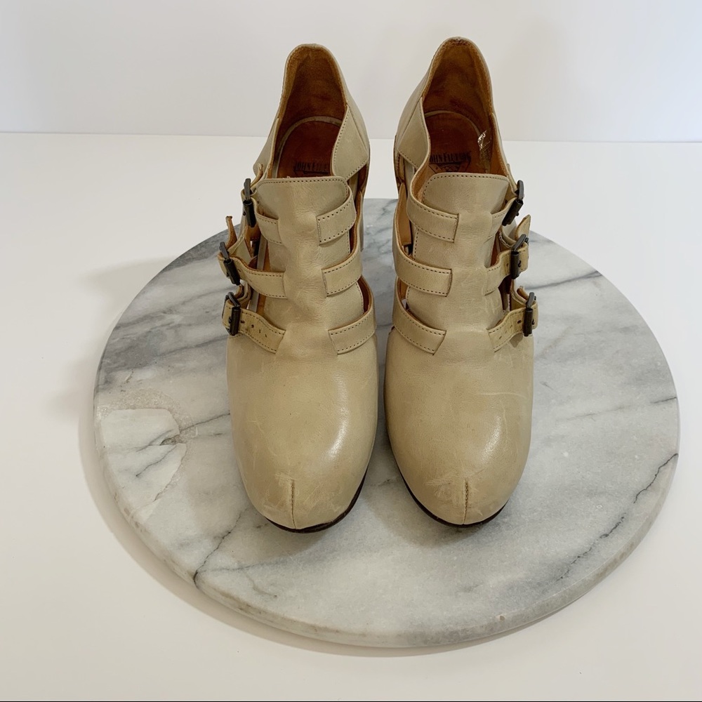 John Fluevog Farrah cork wedge platform booties